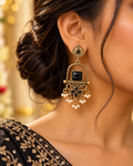 Black Square Stone Earrings