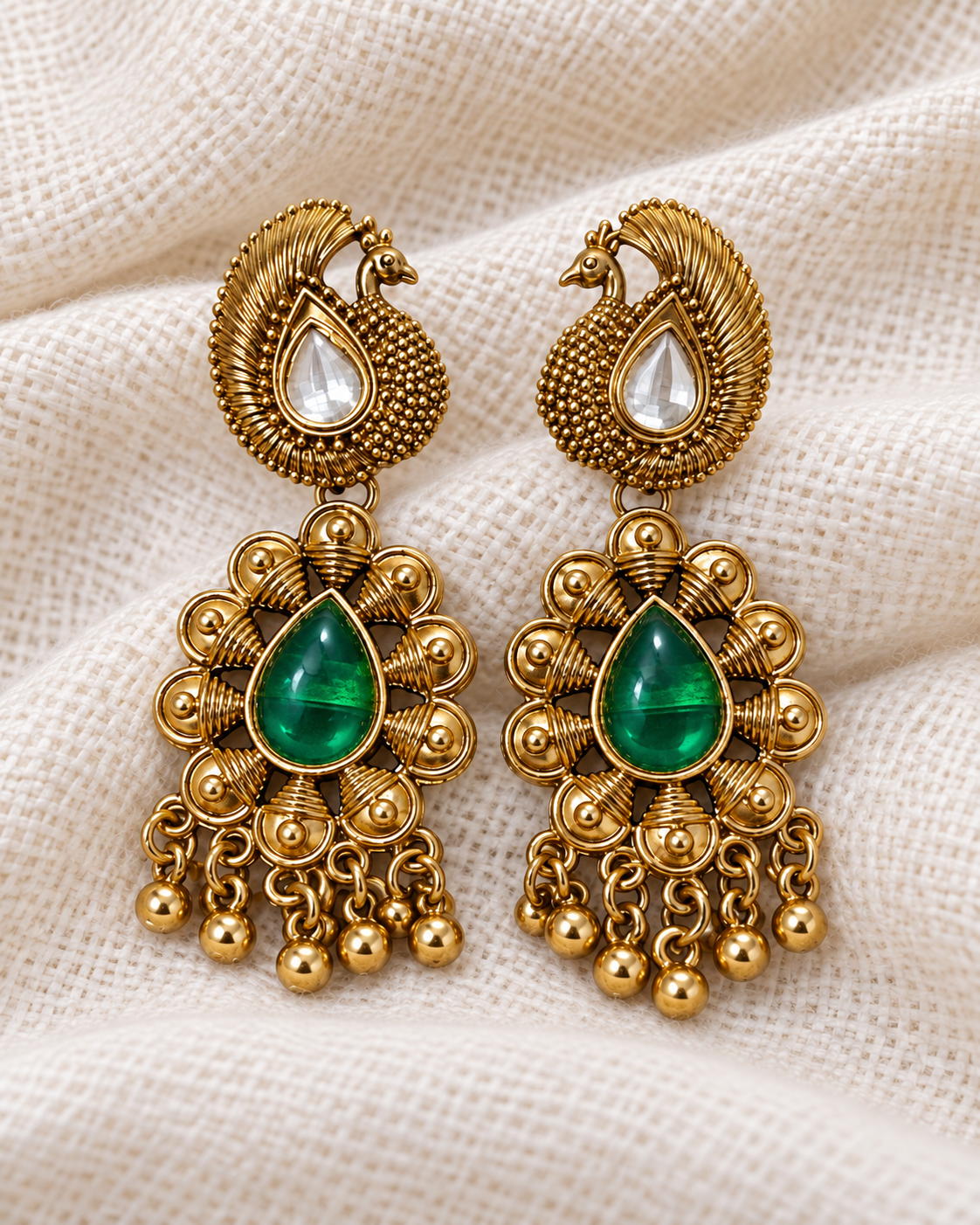 Green Teardrop Earrings