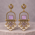 Lavender Square Stone Earrings